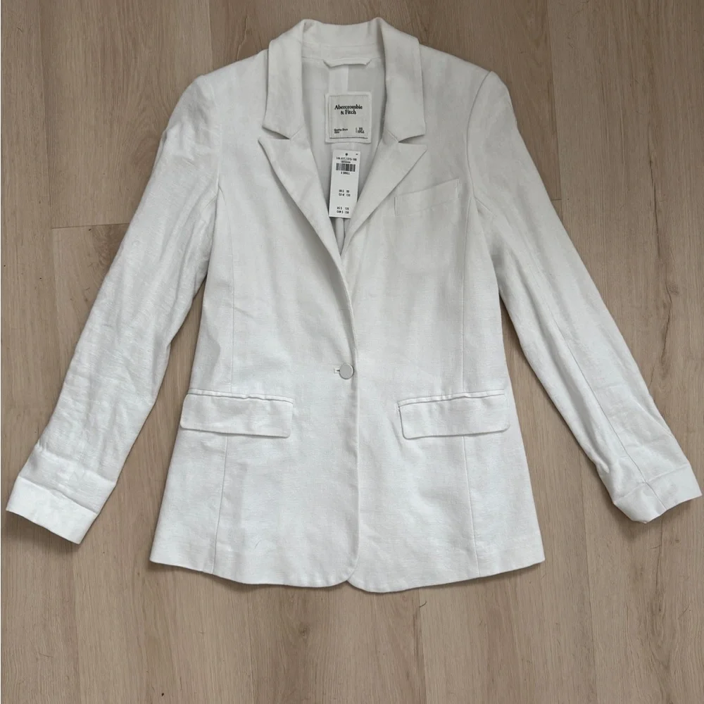 Abercrombie & Fitch NWT White Linen Blend Blazer - Picture 2 of 14
